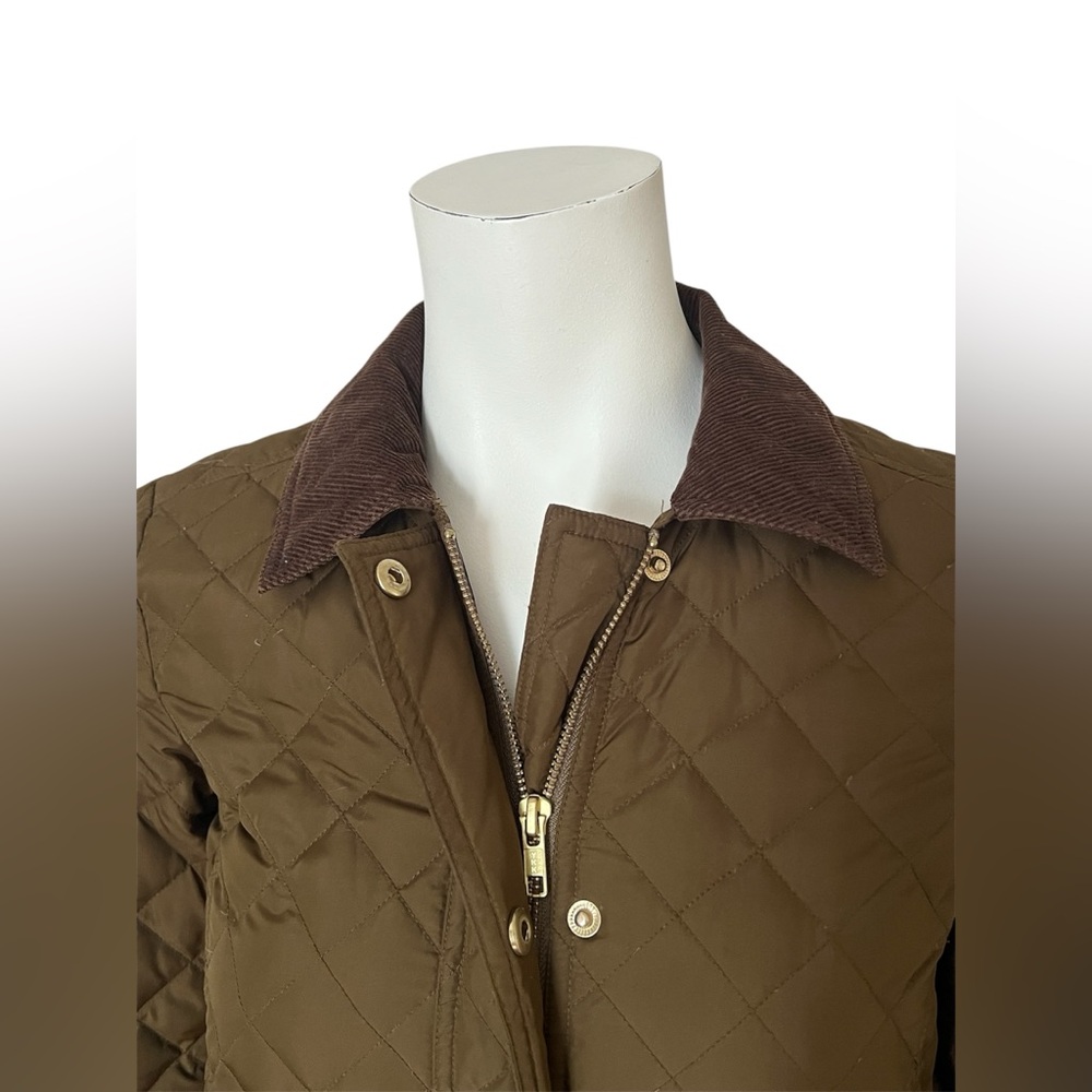 J CREW Quilted Utility Green Down Filled Jacket with Gold Accents - Picture 5 of 7